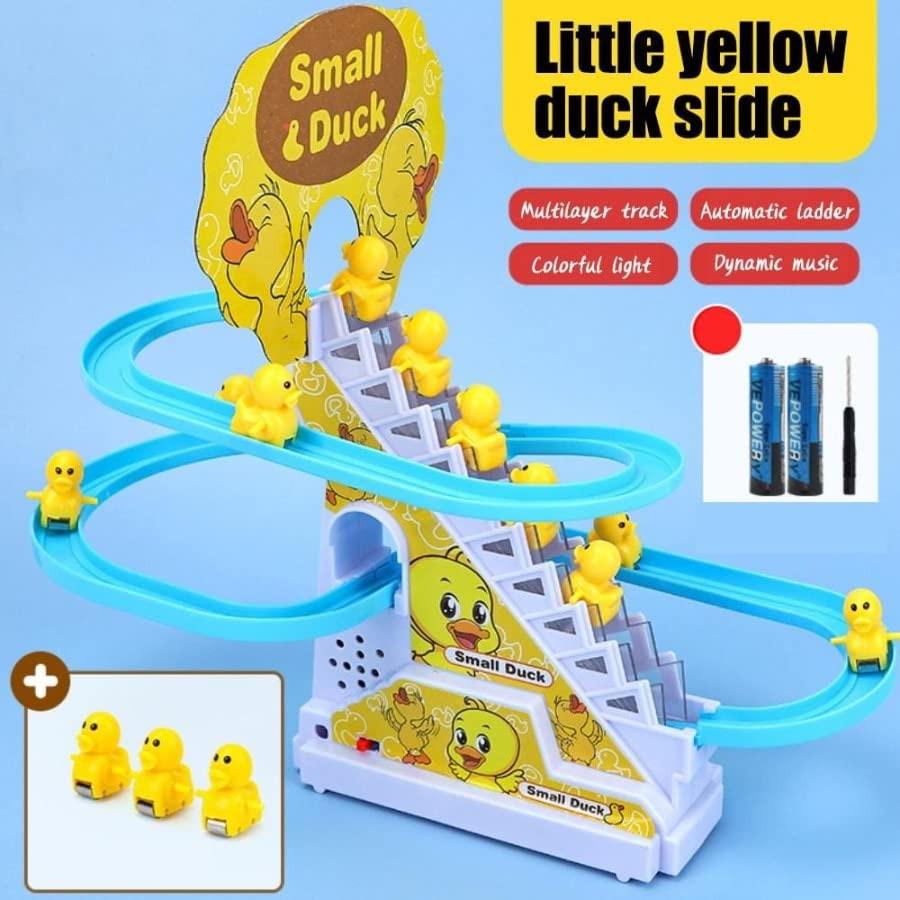 Little Duck Track Slide Electric Climbing Stairs Roller Coaster Toy Set