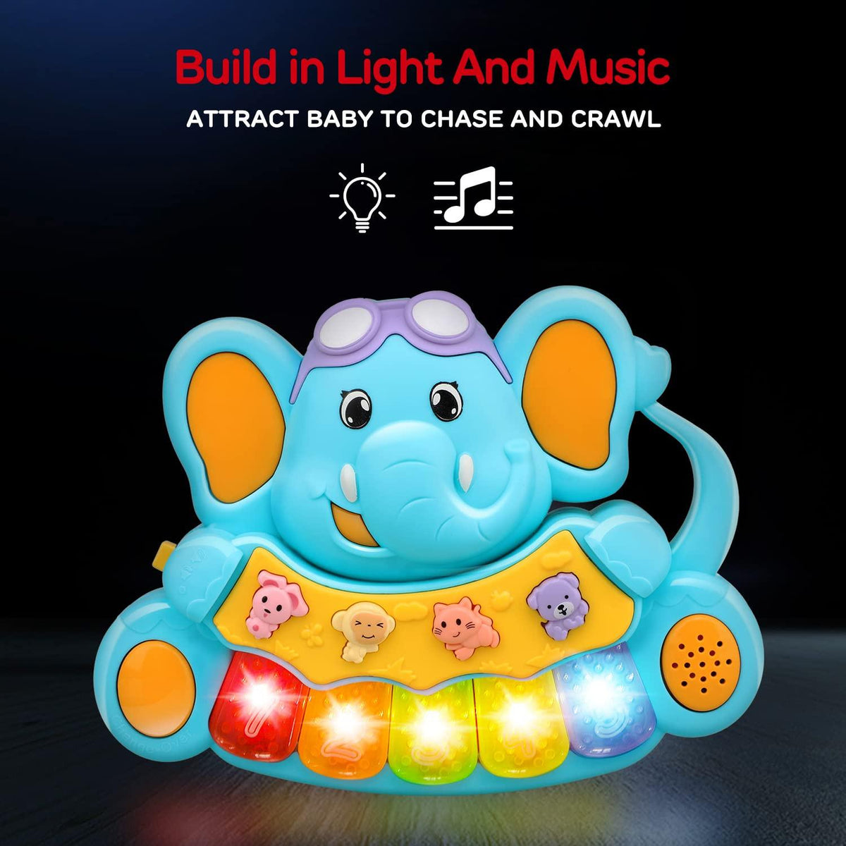 Elephant Baby Piano Toys With music and Lights For Toddlers