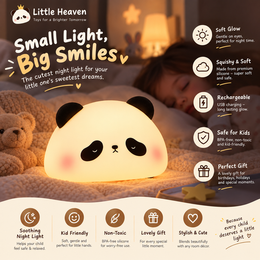 Cute Panda Squishy Night Light – Soft Silicone LED Lamp for Kids